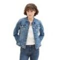 Jeansjacke TOM TAILOR, Damen, Gr. XL (42), blau (used schwarz stone blau denim), Denim/Jeans, Obermaterial: 99% Baumwolle, 1% Elasthan. Futter: 100% Baumwolle, casual, kurz, Rundhals, Langarm, Jacken