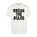 T-Shirt MERCHCODE "Merchcode Herren Break The Rules 2 Heavy Oversize Tee", Herren, Gr. L, weiß (ready for dye), 100% Baumwolle, bedruckt, casual, oversize, Rundhals, Kurzarm, Shirts