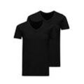 T-Shirt JACK & JONES "T-Shirt JACBASIC V-NECK TEE 2PK 2er Pack", Herren, Gr. L, schwarz, Obermaterial: 100% Baumwolle CO., Kurzarm, Shirts