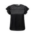 Shirtbluse ONLY CARMAKOMA "CARHANNABELL SS TOP WVN BF", Damen, Gr. 44, schwarz, Web, Obermaterial: 100% Polyester, unifarben, modisch, Rundhals, Kurzarm, Blusen