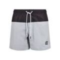 Badeshorts URBAN CLASSICS "Urban Classics Herren Block Swim Shorts", Herren, Gr. L, US-Größen, grau (lightasphalt, schwarz), 100% Nylon, Badehosen