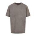 T-Shirt MERCHCODE "Merchcode Herren Break The Rules 2 Acid Washed Oversize Tee", Herren, Gr. L, grau (asphalt), 100% Baumwolle, unifarben, casual, oversize, Rundhals, Kurzarm, Shirts