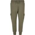 Cargohose URBAN CLASSICS "Urban Classics Herren Boys Fitted Cargo Sweatpants", Jungen, Gr. 110/116, Normalgrößen, grün (olive), 80% Baumwolle, 20% Polyester, unifarben, slim fit, Hosen