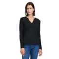 Kurzarmshirt BETTY BARCLAY "Betty Barclay Blusenshirt mit Kragen", Damen, Gr. 36, schwarz, Jersey, Obermaterial: 95% Viskose, 5% Elasthan., feminin, figurumspielend normal, V-Ausschnitt, Langarm, Shirts, Aufgesteppte Bänder