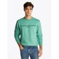 Sweatshirt TOMMY HILFIGER "TOMMY LOGO SWEATSHIRT", Herren, Gr. L, fort grün, Sweatware, Obermaterial: 70% Baumwolle, 30% Polyester, casual, normal hüftbedeckend, Rundhals, Langarm eingesetzt Rippbündchen, Sweatshirts, mit klassischem Rundhalsausschnitt