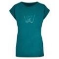 T-Shirt MERCHCODE "Merchcode Damen Ladies Love 2 Extended Shoulder Tee", Herren, Gr. L, blau (teal), 100% Baumwolle, bedruckt, casual, normal, Rundhals, Kurzarm, Shirts