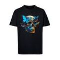 T-Shirt F4NT4STIC "Schmetterling Skull TEE UNISEX", Mädchen, Gr. 110/116, schwarz, Obermaterial: 100% Baumwolle, casual, regular fit, Rundhals, Kurzarm ohne Bündchen, Shirts, Print