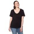 T-Shirt SHEEGO "Große Größen", Damen, Gr. 40/42, schwarz, Obermaterial: 100% Baumwolle, unifarben, sportlich, figurumspielend normal, V-Ausschnitt, Kurzarm, Shirts, aus fein gerippter Qualität