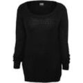 Rundhalspullover URBAN CLASSICS "Urban Classics Damen Ladies Long Wideneck Sweater", Damen, Gr. L, schwarz, 100% Polyacryl, unifarben, casual, normal, Balconnet, Langarm, Pullover