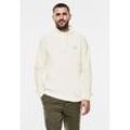 Sweatshirt STREET ONE MEN, Herren, Gr. L (52), weiß (pearl weiß), Sweatware, 63% Polyester, 34% Baumwolle, 3% Elasthan, unifarben, casual, gerade, hoch geschlossener Ausschnitt, Langarm breiter Bund, Sweatshirts, im angenehmen Materialmix