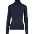 Rundhalspullover URBAN CLASSICS "Urban Classics Damen Ladies Knitted Turtleneck Sweater", Damen, Gr. XL, blau (navy), 70% Viskose, 30% Nylon, unifarben, casual, slim fit, herzförmiger Ausschnitt, Langarm, Pullover