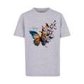 T-Shirt F4NT4STIC "Schmetterling Frühling Tee Unisex", Mädchen, Gr. 110/116, grau (erdgrau), Obermaterial: 100% Baumwolle, casual, regular fit, Rundhals, Kurzarm ohne Bündchen, Shirts, Print