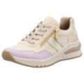 Wedgesneaker RIEKER, Damen, Gr. 36, hellbeige, rosé, flieder, Lederimitat, kontrastfarbene Details, sportlich, Schuhe, Freizeitschuh, Halbschuh, Schnürschuh in bequemer Form