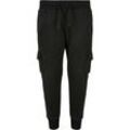 Cargohose URBAN CLASSICS "Urban Classics Herren Boys Fitted Cargo Sweatpants", Jungen, Gr. 110/116, Normalgrößen, schwarz, 80% Baumwolle, 20% Polyester, unifarben, slim fit, Hosen