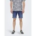 Shorts ONLY & SONS "ONSPLY MBD 8772 TAI DNM SHORTS NOOS", Herren, Gr. XL, N-Gr, blau (dunkelblau denim), Denim/Jeans, Obermaterial: 98% Baumwolle, 2% Elasthan, unifarben, Basic, slim fit kniefrei, Hosen