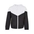 Windbreaker URBAN CLASSICS "Urban Classics Damen Girls Arrow Windbreaker", Mädchen, Gr. 110/116, weiß (weiß, schwarz), 100% Polyester, mehrfarbig, casual, normal, ohne Ausschnitt, Langarm, Jacken