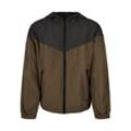 Allwetterjacke URBAN CLASSICS "Urban Classics Herren Boys 2-Tone Tech Windrunner", Jungen, Gr. 110/116, grün (schwarz, schwarzolive), 100% Polyester, mehrfarbig, casual, normal, ohne Ausschnitt, Langarm, Jacken