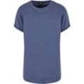 T-Shirt URBAN CLASSICS "Urban Classics Herren Long Shaped Turnup Tee", Herren, Gr. L, blau (vintageblau), 100% Baumwolle, unifarben, casual, loose fit, Rundhals, Kurzarm, Shirts