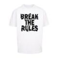 T-Shirt MERCHCODE "Merchcode Herren Break The Rules 2 Heavy Oversize Tee", Herren, Gr. XL, weiß, 100% Baumwolle, bedruckt, casual, oversize, Rundhals, Kurzarm, Shirts