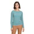 Kurzarmshirt BETTY BARCLAY "Betty Barclay Ringelshirt mit U-Boot-Ausschnitt", Damen, Gr. 36, blau (beige, petrol), Jersey, Obermaterial: 95% Viskose, 5% Elasthan., feminin, tailliert normal, U-Boot-Ausschnitt, Langarm, Shirts, Muster