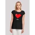 T-Shirt F4NT4STIC "Pixel Herz Good Vibes Happy People", Damen, Gr. 4XL, schwarz, Obermaterial: 100% Baumwolle, casual, regular fit, Rundhals, Kurzarm ohne Bündchen, Shirts, Print