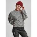 Sweater URBAN CLASSICS "Urban Classics Damen Ladies Oversize Stripe Pullover", Damen, Gr. M, schwarz-weiß (schwarz, weiß), 65% Polyester, 35% Baumwolle, Rundhals, Langarm, Sweatshirts