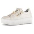 Plateausneaker GABOR, Damen, Gr. 37, beige (creme), Nappaleder, unifarben, sportlich, Schuhe, Freizeitschuh, Halbschuh, Schnürschuh mit modischem Schmuckelement