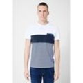 T-Shirt STREET ONE MEN, Herren, Gr. S (48), blau (navy blau), Web, 100% Baumwolle, gestreift, casual, normal normal, Rundhals, Kurzarm eingefasste Kante, Shirts, im Streifen-Design