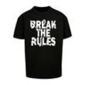 T-Shirt MERCHCODE "Merchcode Herren Break The Rules 2 Heavy Oversize Tee", Herren, Gr. L, schwarz, 100% Baumwolle, bedruckt, casual, oversize, Rundhals, Kurzarm, Shirts