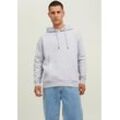 Kapuzensweatshirt JACK & JONES "STAR BASIC SWEAT HOOD", Herren, Gr. S (46), grau (hellgrau meliert), angeraute Sweatware, Obermaterial: 70% Baumwolle, 30% Polyester, unifarben, meliert, modisch, bequem, Rundhals, Langarm, Sweatshirts