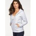 Kapuzensweatshirt FRUIT OF THE LOOM "Lady-Fit Premium hooded Sweat Jacket", Damen, Gr. L (40), grau, angeraute Sweatware, Obermaterial: 70% Baumwolle, 30% Polyester, meliert, Basic, figurbetont, Langarm eingesetzt angesetztes Bündchen, Sweatshirts