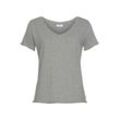 T-Shirt MARC O'POLO DENIM, Damen, Gr. XS, grau (grau, meliert), Jersey, Obermaterial: 100% Baumwolle, casual, figurbetont hüftlang, tiefer V-Ausschnitt, Kurzarm geschnittene Kante, Shirts, mit abgerundetem V-Neck