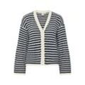 Strickjacke Y.A.S "YASCIBYL LS KNIT CARDIGAN NOOS", Damen, Gr. L (40), birch stripes:navy blazer, Strick, Obermaterial: 60% Baumwolle, 40% Polyamid, gestreift, modisch, V-Ausschnitt, Langarm, Strickjacken