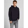 Kapuzensweatshirt JACK & JONES "STAR BASIC SWEAT HOOD", Herren, Gr. XL (52/54), schwarz, angeraute Sweatware, Obermaterial: 70% Baumwolle, 30% Polyester, unifarben, modisch, bequem, Rundhals, Langarm, Sweatshirts