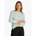 Rundhalspullover TOMMY HILFIGER "CO CABLE C-NK LS SWEATER", Damen, Gr. L (40), grün (opal grün), Strick, Obermaterial: 100% Baumwolle, unifarben, casual, regular fit hüftlang, Rundhals, Langarm Rippstrickbündchen, Pullover, mit Zopfmuster