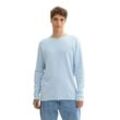 Rundhalspullover TOM TAILOR DENIM, Herren, Gr. M, blau (light metal blau), Strick, Obermaterial: 100% Baumwolle, unifarben, casual, regular fit taillenbedeckt, Rundhals, Langarm, Pullover, mit Struktur