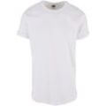 T-Shirt URBAN CLASSICS "Urban Classics Herren Long Shaped Turnup Tee", Herren, Gr. L, weiß, 100% Baumwolle, unifarben, casual, loose fit, Rundhals, Kurzarm, Shirts