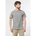 T-Shirt STREET ONE MEN, Herren, Gr. L (52), grau (silber grau melange), Web, laguna blue: 100% Baumwolle; silver grey melange: 60% Baumwolle, 40% Polyester, bedruckt, unifarben, casual, normal hüftlang, Rundhals, Kurzarm eingefasste Kante, Shirts, mit Wording-Print