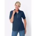 Poloshirt CLASSIC BASICS "Poloshirt", Damen, Gr. 38, blau (dunkelblau), 100% Baumwolle, unifarben, Kurzarm, Shirts