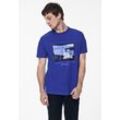 T-Shirt STREET ONE MEN, Herren, Gr. L (52), blau (maritime blau), Web, 100% Baumwolle, bedruckt, casual, gerade hüftlang, Rundhals, Kurzarm Bündchen, Shirts, aus reiner Baumwolle