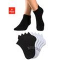 Sneakersocken H.I.S, Damen, Gr. 35-38, schwarz-weiß (4x schwarz, 4x weiß), Baumwollmischung, unifarben, elastisch, Socken, mit verlängertem Bündchen hinten