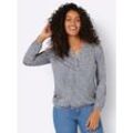 Langarmshirt INSPIRATIONEN "Druck-Shirt", Damen, Gr. 38, blau (rauchblau, ecru, bedruckt), 50% Baumwolle, 50% Modal, gemustert, mehrfarbig, bedruckt, Rundhals, Langarm, Shirts