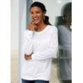 Rundhalspullover CLASSIC BASICS "Ajour-Pullover", Damen, Gr. 42, weiß, 100% Polyacryl, unifarben, Langarm, Pullover