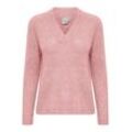 Strickpullover ICHI "Strickpullover IHKamara", Damen, Gr. L, pink (pink nectar), Obermaterial: 52% Polyacryl PAN. 30% Polyester Pol. recyc.. 15% Alpaka WP. 3% Elasthan EL., unifarben, casual, normal, V-Ausschnitt, Langarm, Pullover