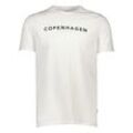 T-Shirt LINDBERGH, Herren, Gr. L, weiß (cloudy weiß), Single Jersey, Obermaterial: 100% Baumwolle, unifarben, casual, relaxed fit normal, Rundhals, Halbarm, Shirts, mit Logo und Rundhalsausschnitt