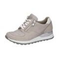 Keilsneaker WALDLÄUFER "HIROKO", Damen, Gr. 7 (40,5), weiß (hellgrau, weiß), Nubukleder, Textil, Nappaleder, sportlich, Schuhe Sneaker, Schnürschuh, Freizeitschuh, Halbschuh, Kontrastbesatz, Weite H