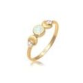 Fingerring ELLI "Vintage Design Halbmond Opal Zirkonia 925er Silber" Gr. 56, gold (gold, weiß), Fingerringe, Damen, 56mm,mit Steinen, Silber 925 (Sterlingsilber), 1mm