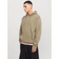 Kapuzensweatshirt JACK & JONES "JJECHARGE SWEAT HOOD NOOS", Herren, Gr. L, braun (coriander), angeraute Sweatware, Obermaterial: 80% Baumwolle, 20% Polyester, unifarben, modisch, loose fit taillenbedeckt, ohne Ausschnitt, Langarm Bündchen, Sweatshirts, mit Kapuze