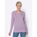 2-in-1-Pullover CLASSIC BASICS "Pullover", Damen, Gr. 44, lila (orchidee, meliert), 100% Polyacryl, meliert, Langarm, Pullover