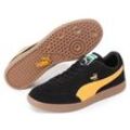 Sneaker PUMA "Liga Suede Sneakers Erwachsene", Gr. 36, gelb (schwarz radiant gelb team gold beige), Obermaterial: Kuhleder; Futter: Synthetik, Textil; Innensohle: Textil; Laufsohle: Gummi, Schuhe